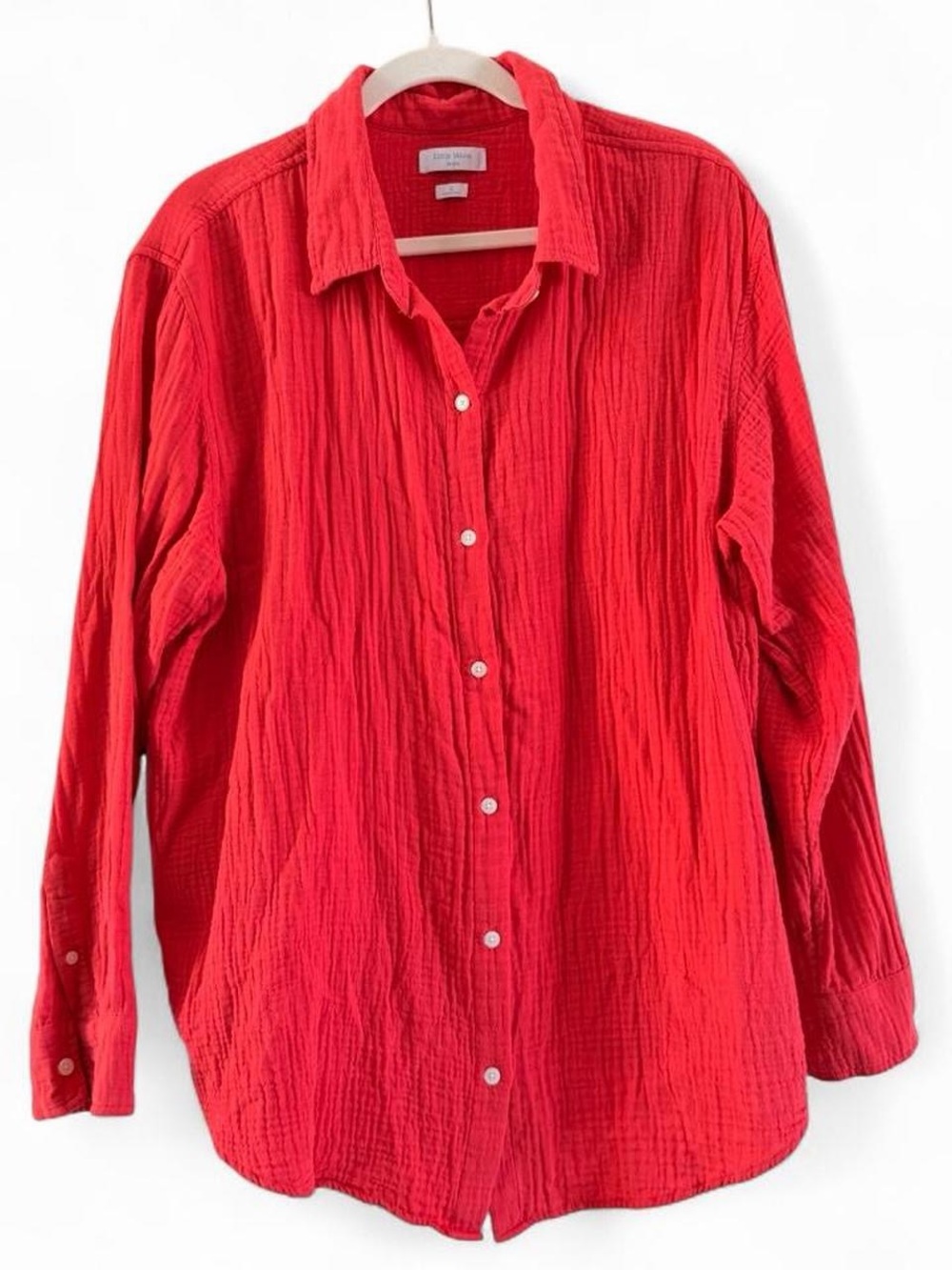 Aritzia Little Moon Coral Cotton Button-Up Shirt- Size L
